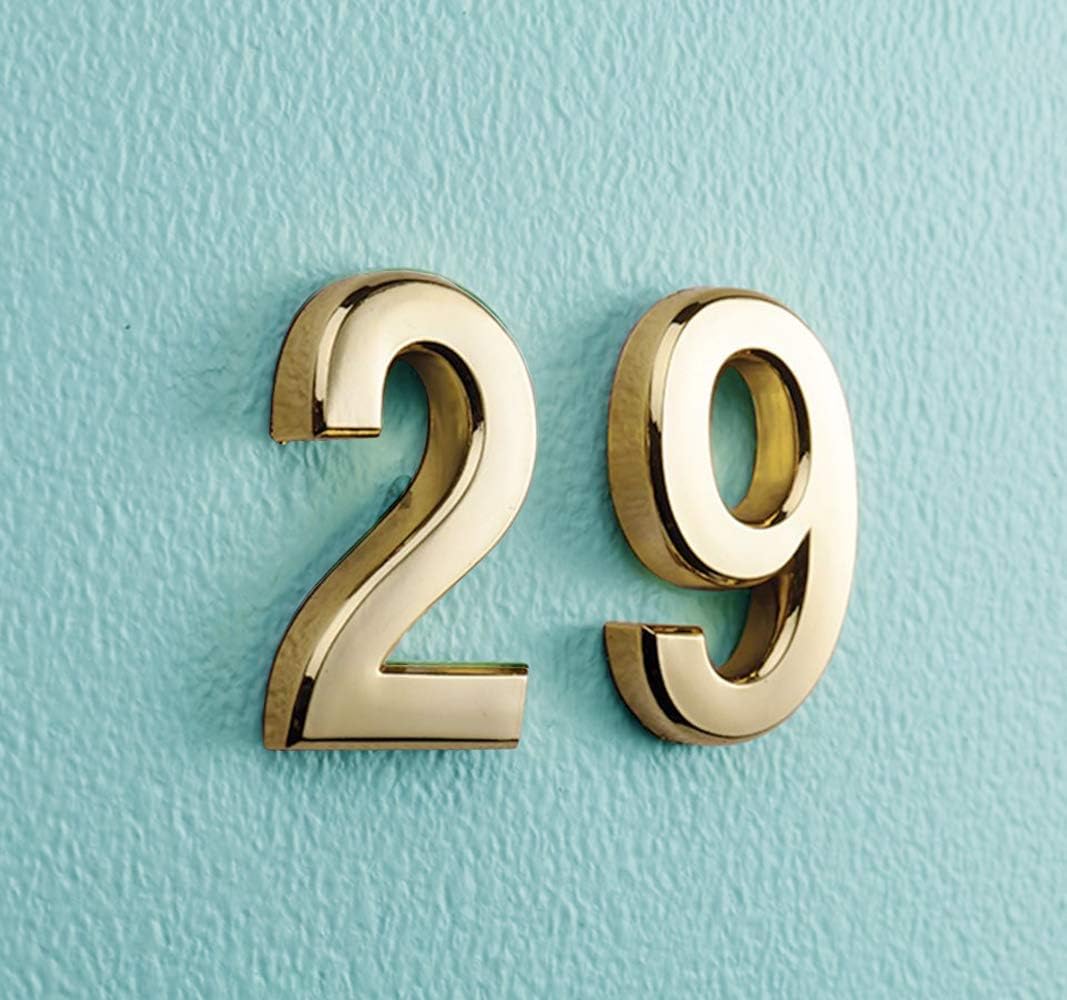 10 Pack 2-3/4"(Pack 0 to 9, Shiny Gold) self Adhesive Door House Numbers and Street Address Plaques Numbers for Residence and Mailbox Signs. (2-3/4" 10 Pack (0-9), Gold)