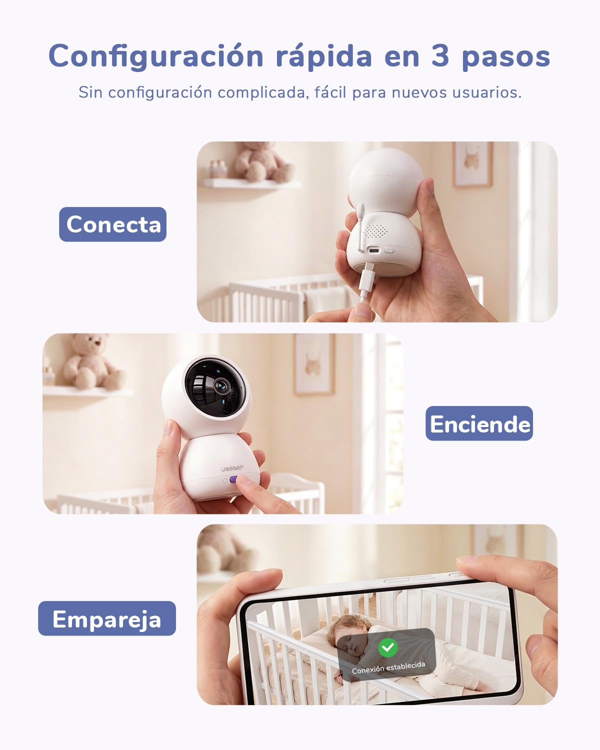 6,5'' 2.5K tactil Camara Vigilancia Bebe con Camara 4MP PTZ y App