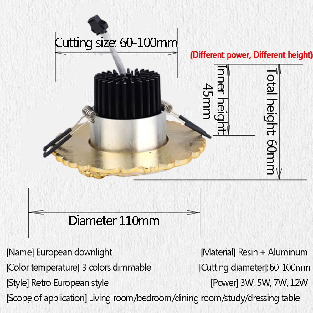 Downlight Empotrado LED Regulable De 4 Piezas, Accesorios De Luz De Techo Redondos con 3000K / 4000K / 6000K Ajustables, Luces LED De Lata, Diseño De Estilo Europeo para Iluminación Interior