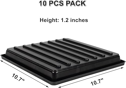 Miniatura 2 de Paquete de 10 bandejas de cultivo de semillas microverdes para plantas de semillero, plantas poco profundas, bandeja estándar 1010 sin agujeros