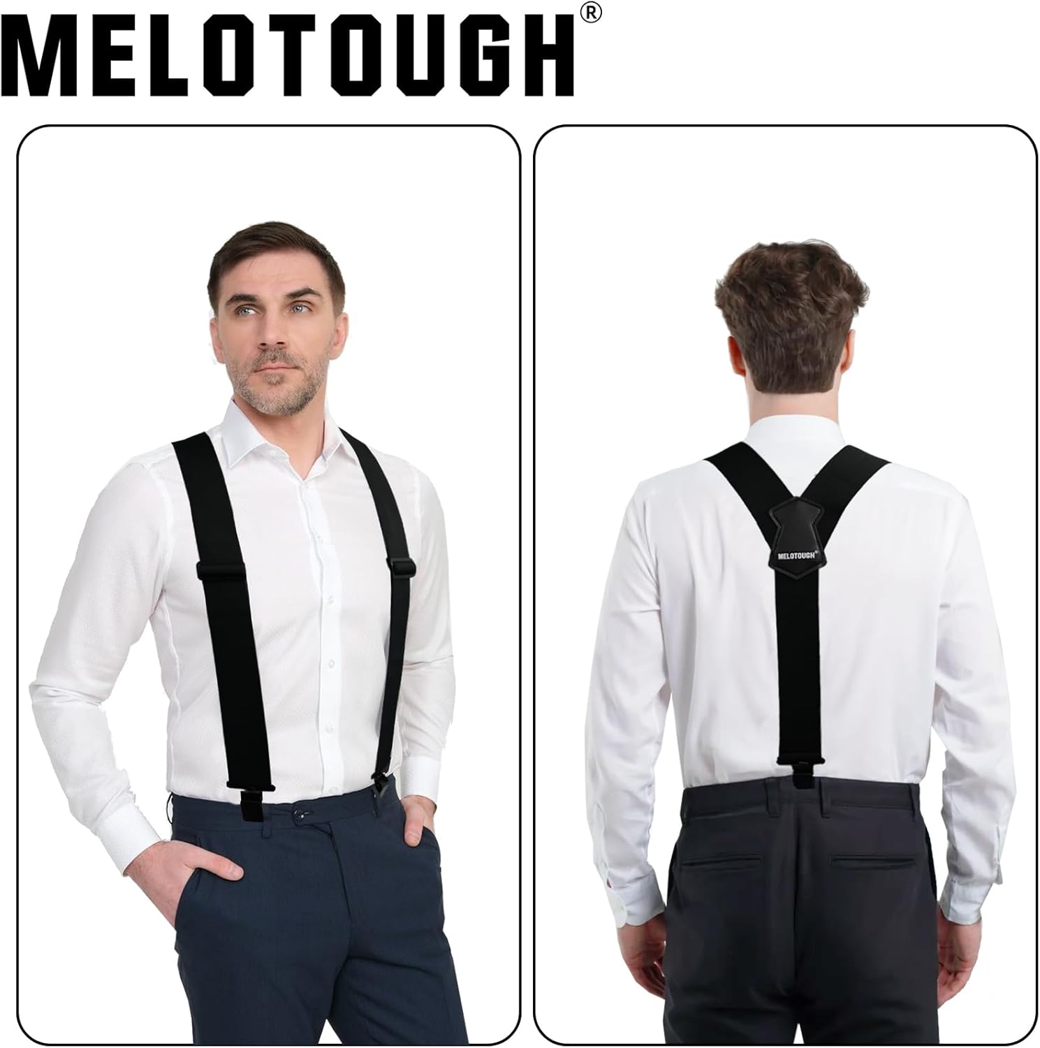 MELOTOUGH Men's Suspenders 2 Inch Wide Elastic Y Back Suspenders for Men Heavy Duty Suspender with Strong Clip for Pants - Image 6