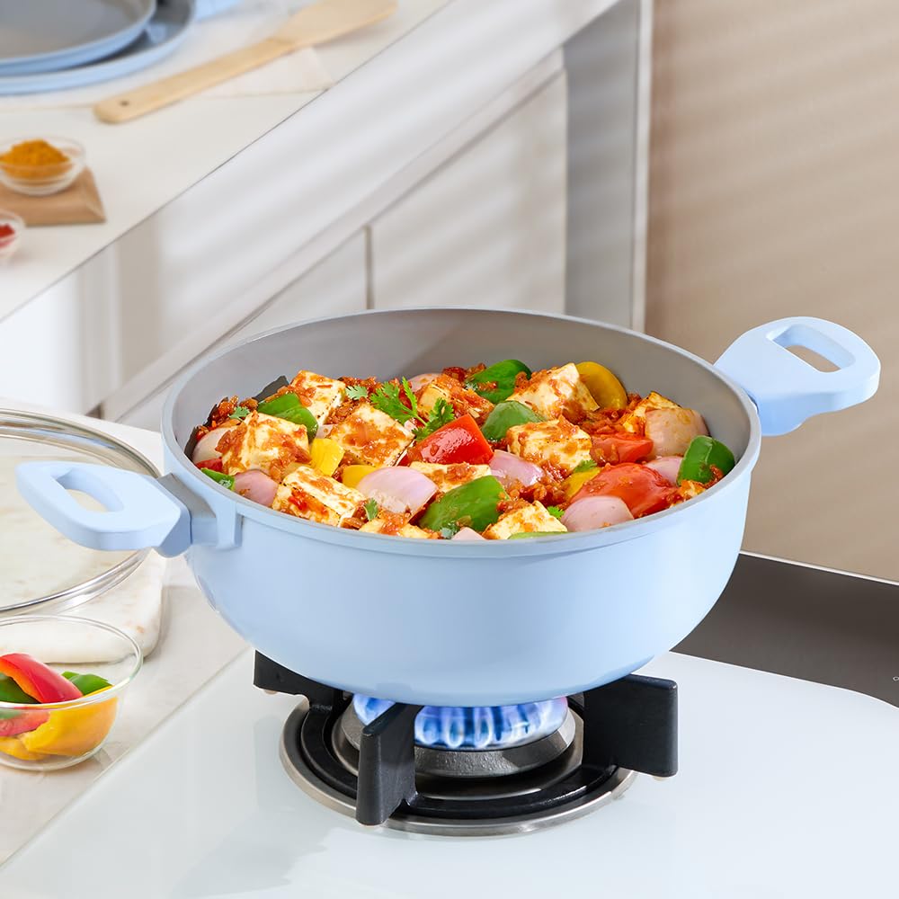 Borosil Ceramic Vajra 3.6 L Die Cast Deep Kadhai | 24 Cm Kadai for Deep Fry | Gas, Induction Friendly | Stay-Cool Handle | Wok for Cooking Chinese Fried Rice & Noodles | Dishawasher Safe-image-31
