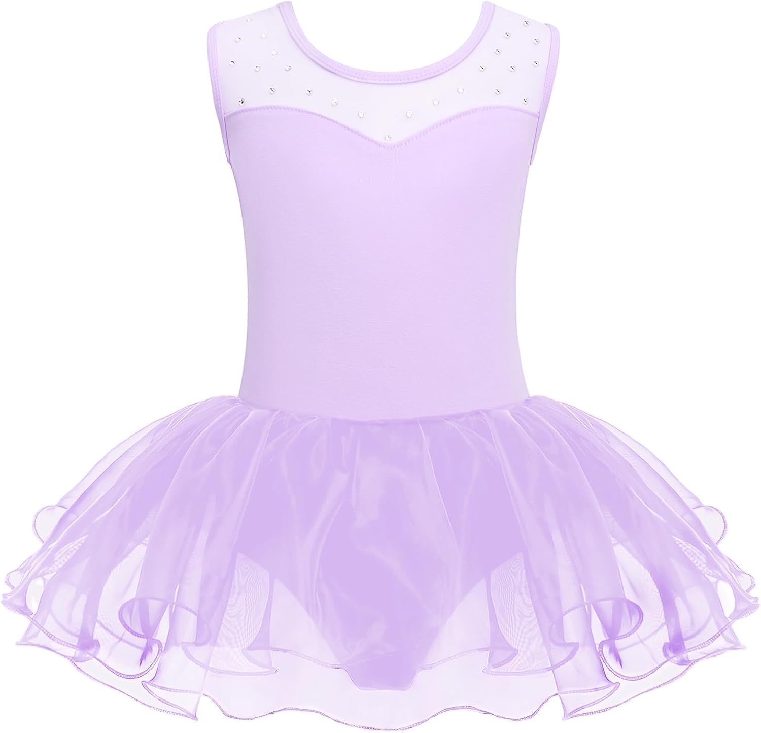 Zaclotre Girls Ballet Leotards Sparkly Sleevesless Mesh Dance Dress Tutu Ballerina Costume for Kids