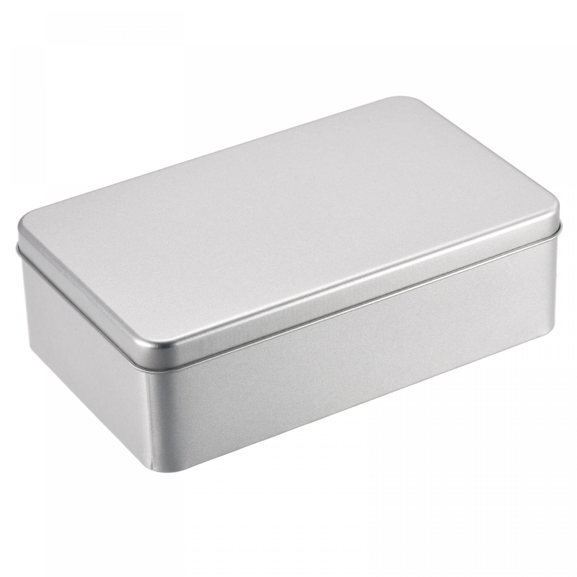 Boîte en métal rectangulaire uxcell vide argentée 18x11x5,5 cm pour rangement maison