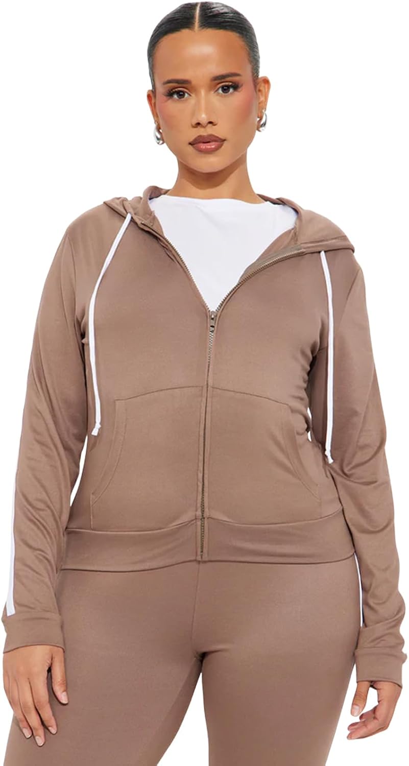 Two Piece Workout sets for Women Zip-Up Hoodie Jacket and Jogger Pants Sets Sexy Tracksuit Set 2026