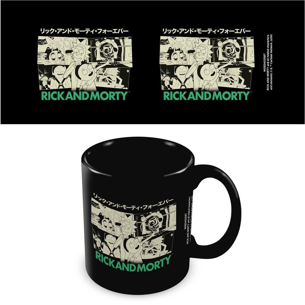Pyramid International Rick and Morty (Japanese Text) Black Mug - 10Oz / 315Ml Ceramic Mug - One Size