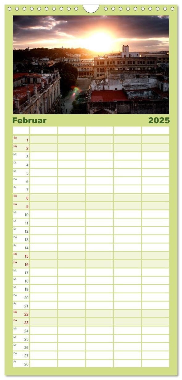 Familienplaner 2025 - Kuba • Impressionen mit 5 Spalten (Wandkalender, 21 cm x 45 cm), CALVENDO: Das sonnige Land der Strände, Oldtimer und Zigarren (CALVENDO Orte)