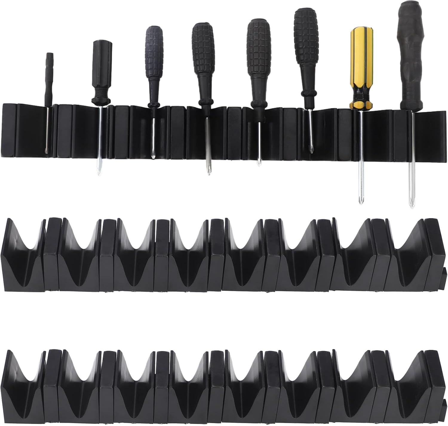 3 Pcs Modular Screwdriver Organizer, Magnetic Holder for Tool Drawers, Tool Box Organizer, Wavy Groove Design, Tool Holder for Toolbox, Workbench, Garage Organization,3 Pack, 24 Holders