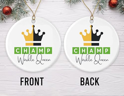 Miniatura 2 de Adorno de reina de la palabra campeón, divertido regalo para amantes de las palabras, regalo de palabras para tu fan favorito, adorno de árbol de