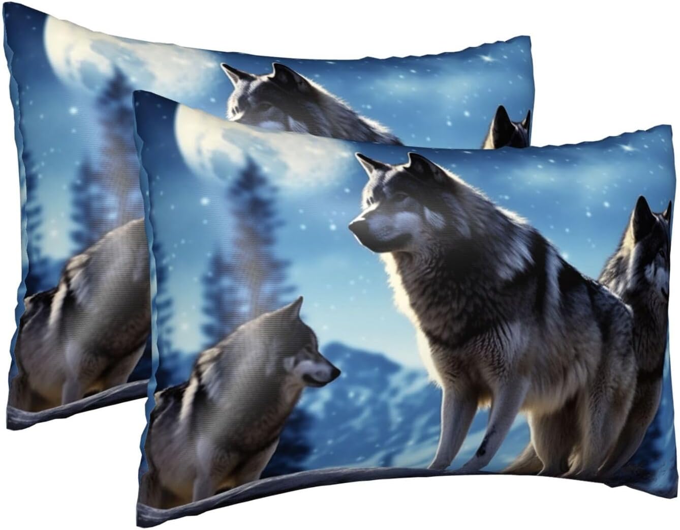 2 Pack Satin Pillowcase for Hair and Skin, Queen Size Pillow Case with Hidden Zipper, Wolfs Silk Pillow Cover 20x36 Inches, Soft Cooling Pillowcase for Sleeping Gift