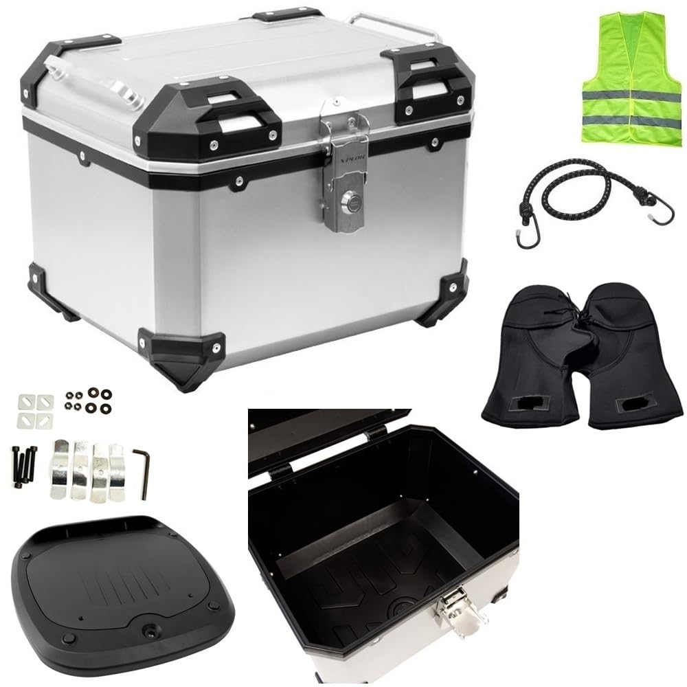 COMPATIBILE CON BMW R 1150 GS ABS BAULETTO MOTO SCOOTER TOP CASE 38 LITRI PER FISSAGGIO POSTERIORE TRAMITE PIASTRA IN ABS UNIVERSALE VALIGIA DA VIAGGIO 42X36X33CM
