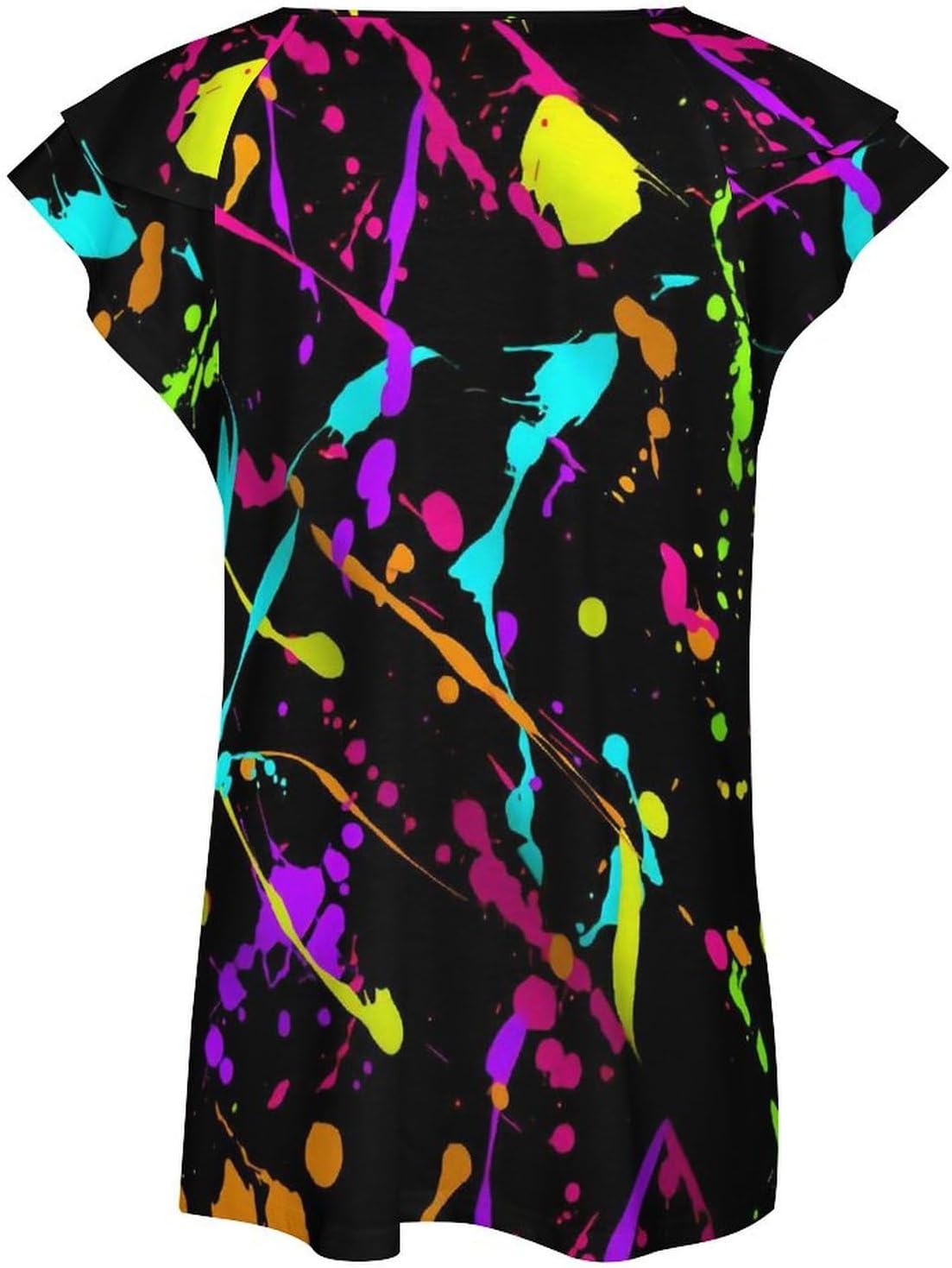 Glow in Dark Splatter Neon (11) Women's V Neck T Shirts Tops Shirts Short Sleeve for Party Travel image 5