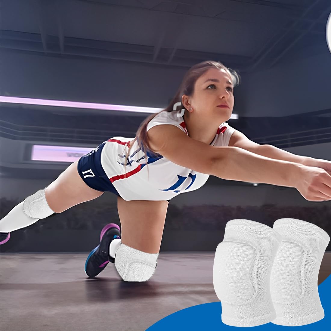 EIHI Genouillères de Protection Sport Antidérapante Soft Knee Pad Volleyball Course Danse Tennis Blanc L