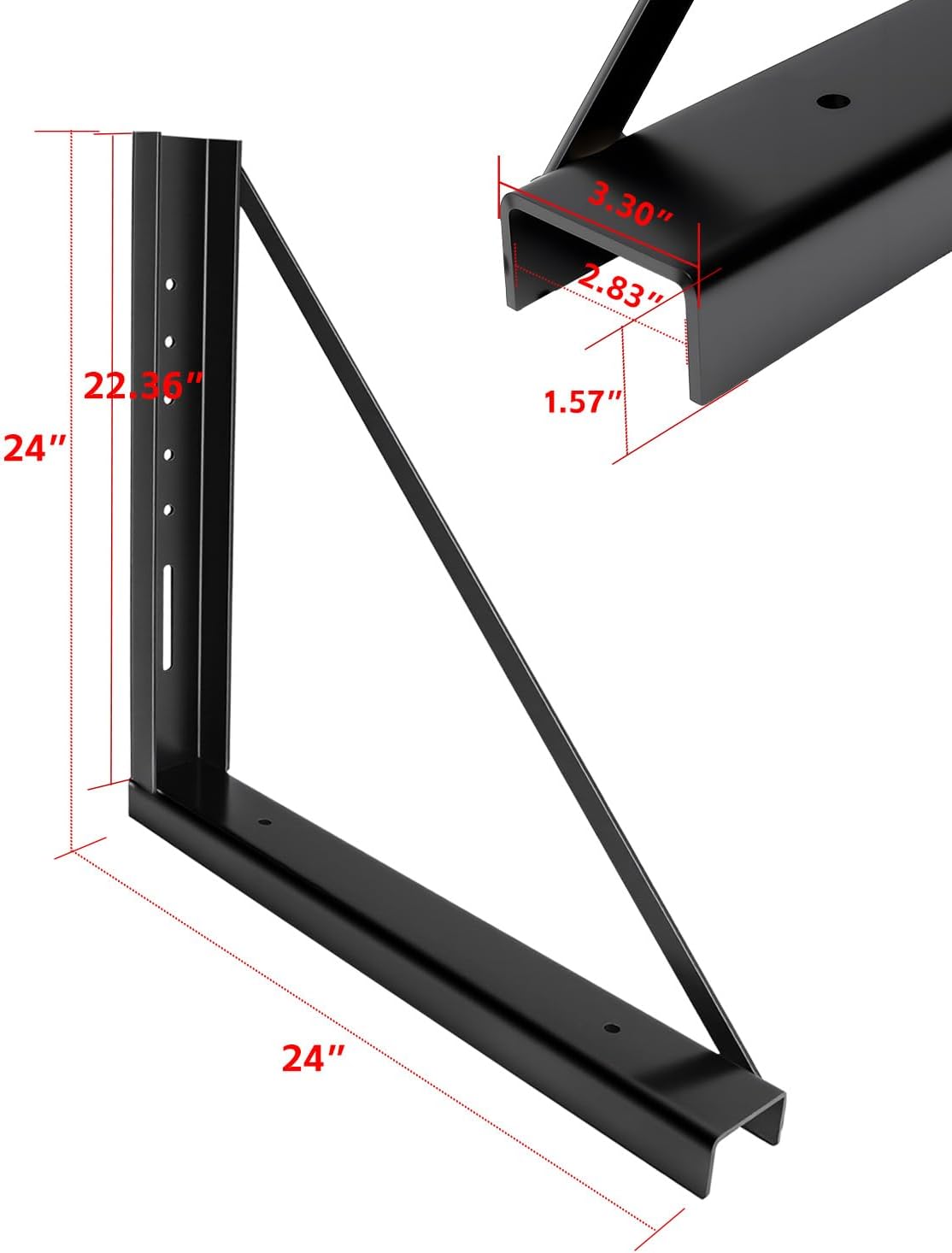 24"x24" Underbody Tool Box Mounting Kit – 1 Pair Black Welded Steel Brackets for Secure Mounting on Trucks and Trailers