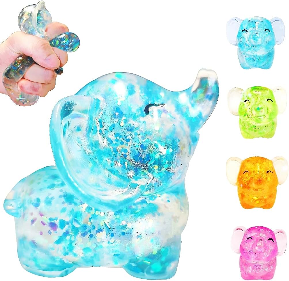 1Pcs Elephant Squishy Fidget Toys Squishy Stress Balls for Adults Sugar Stress Ball Sensory Toys Stress Relief Toy Squeeze Ball Party Favors for Kids, Easter Basket Stuffers (Blue)