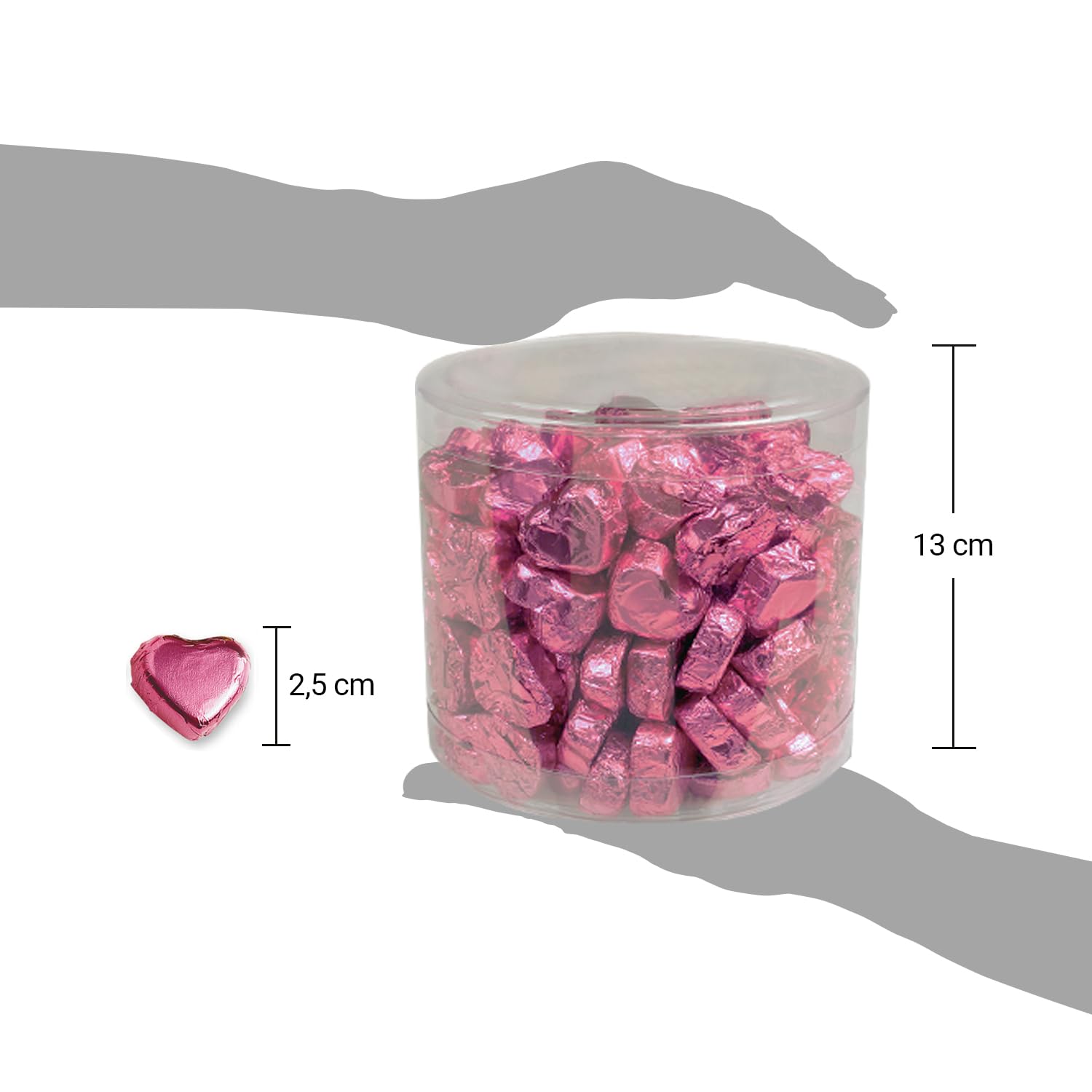Günthart Dose mit 150 Schokolade Herzen Rentier | ROSA | Pralinen Herzen gefüllt mit Nougat Creme | 1er Pack (1 x 1.2 kg)