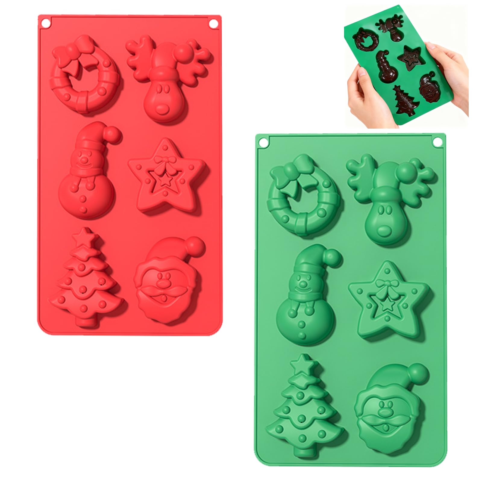 Silicone Chocolate Molds - Versatile Baking Molds for Chocolate, Candy, Jelly, and Cake - 6 Unique Holiday Shapes for Festive Baking