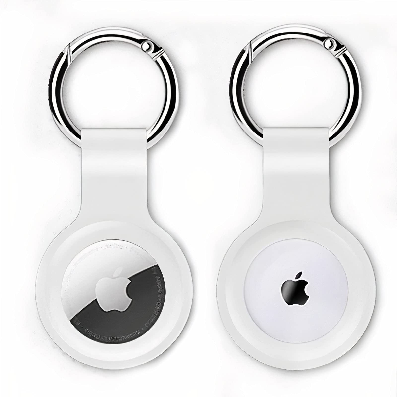 Scotch BoyAirTag Silicone Case Keyring | Keychain Hook Cover 2021 Compatible with Bluetooth Protective Specially Designed For AirTags Tracker (White)