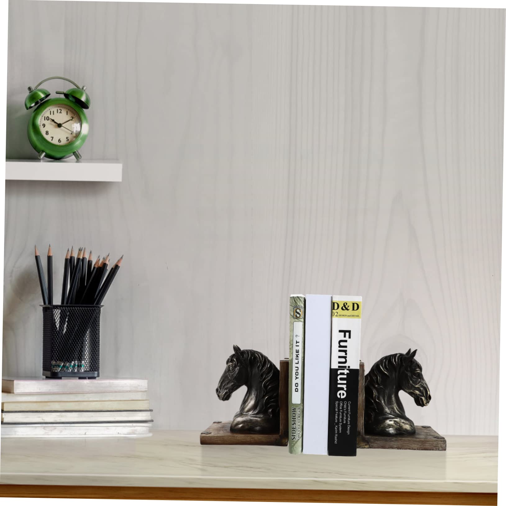 Retro Resin Horse Head Bookends - Heavy Bookends Decorative Unique Design - Perfect Book Stoppers For Office Desktop Decor