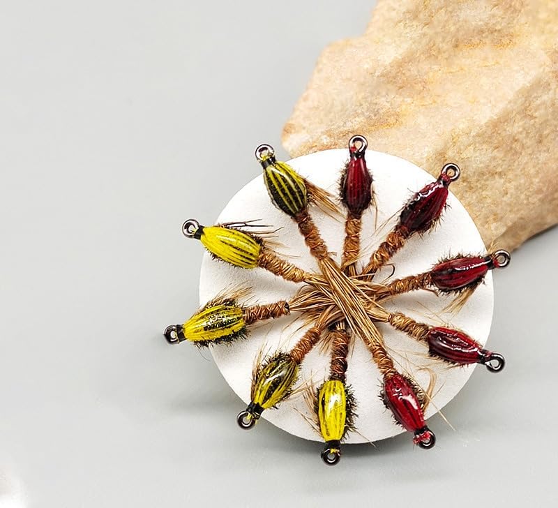 KTGCOZS Paquete de 10 señuelos de pesca con mosca, anzuelo de cebo para moscas ninfa, trucha, pesca con mosca, señuelo de cebo de pesca artificial,