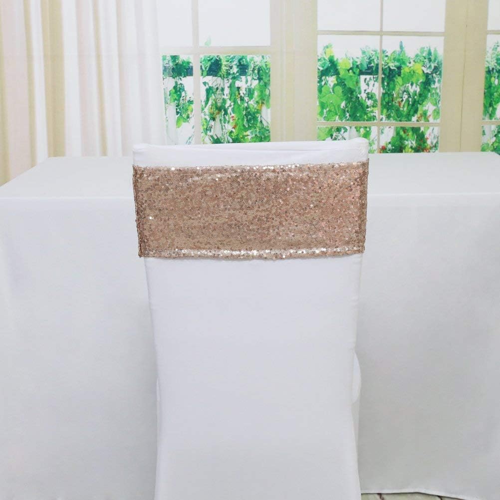 70% оƒƒ Evеrуthіng TRLYC 10 Pieces Spandex Chair Sequined Sashes 6 by 14Inch- Rosegold