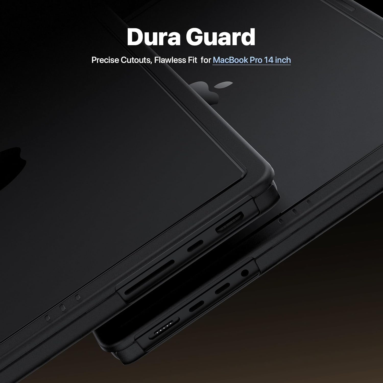 DuraGuard for MacBook Pro 14 inch Case | M5 M4 M3 M2 M1 Pro/Max 2026-2021 | EdgeFortify Tech | Anti-Crack Upgrade | Protective Hard Shell Laptop Cover | Space Black Clear