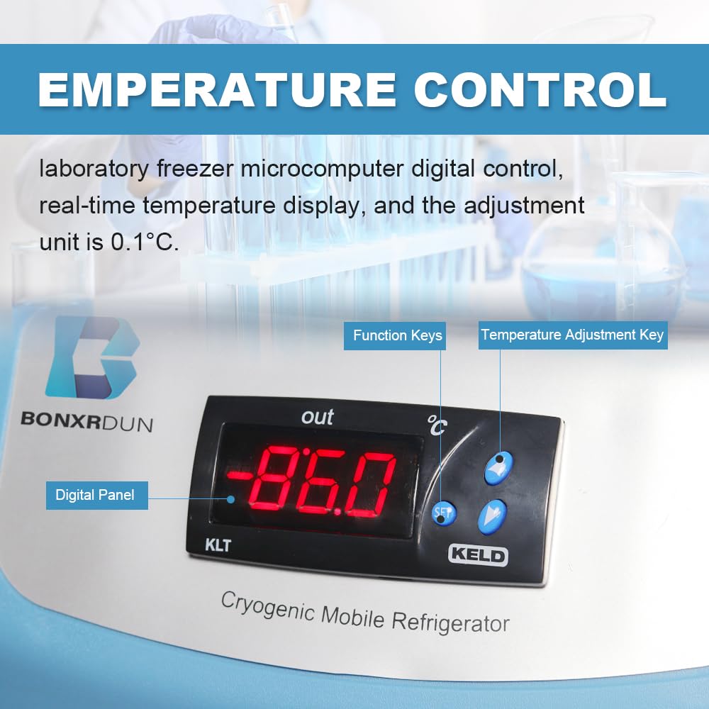 Congelador de Ultra Baja Temperatura -86℃ Ideal para Laboratorio, Uso Médico y Doméstico, 20L, Color Azul – Perfecto para Almacenar Vacunas y Medicamentos （20L）