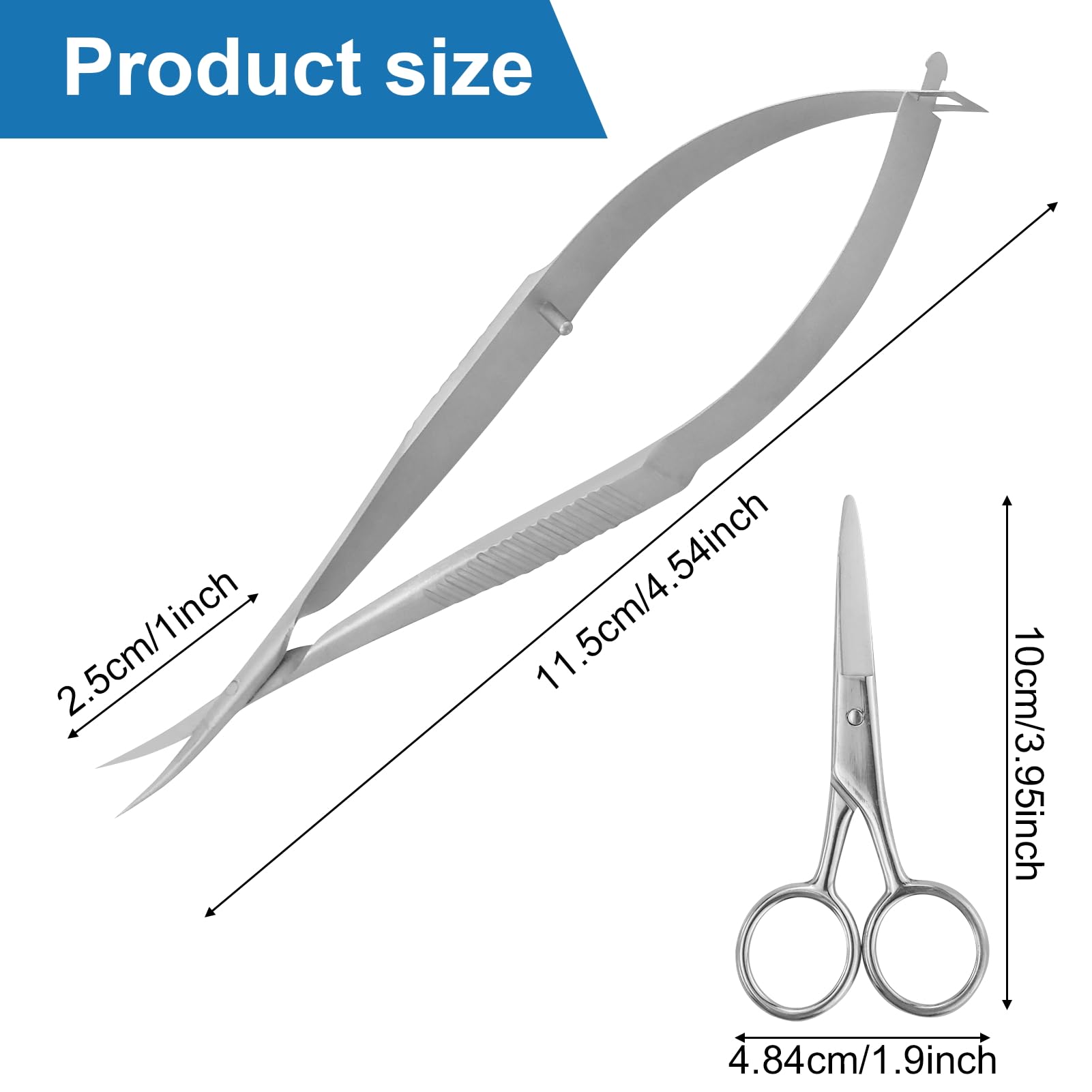 Tijeras para cutículas extra finas y curvas, profesionales, precisas, puntiagudas, para cejas, pestañas, uñas y piel seca, con 1 pieza de tijeras pequeñas