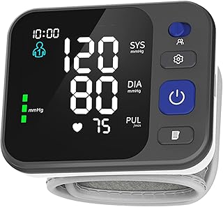 Blood Pressure Monitor Wrist Automatic Machine Adjustable Cuff 198 Memory Readings Large Backlit LCD Display with Carrying Storage Bag for Home Use