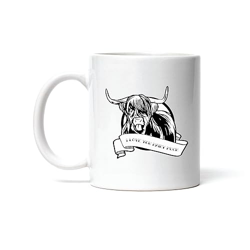 Funny Highland Cow Greeting Gift Perfect for Animal Nature Lovers 11oz 15oz White Coffee Mug