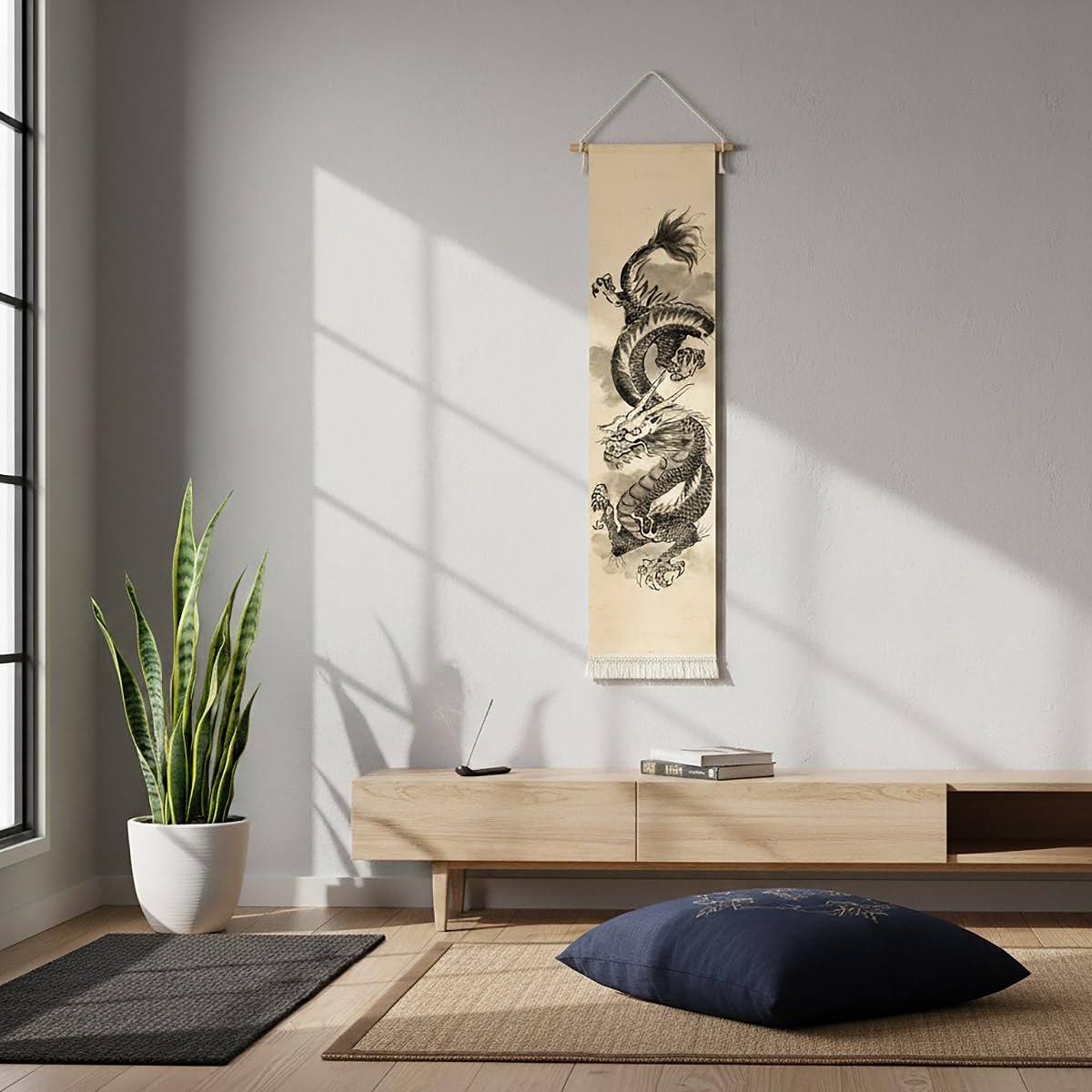 CoolChange Tradizionale Asiatico Drago Immagine Rotolare | Asian Dragon | Murale Pittura Cinese | 135x33cm