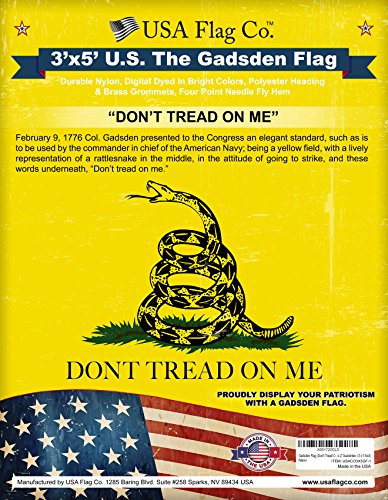 Gadsden Flag (Don't Tread On Me) By Usa Flag Co. Is 100% American Made: The Best 3X5 Outdoor Us Flags, Made In The Usa (3 X 5 Foot) #TOP1