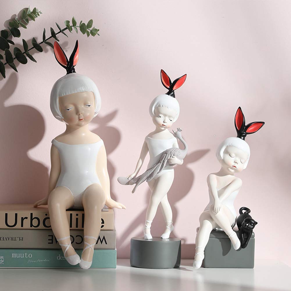 Elegancka figura statua Ornament dziewczyna księżniczka rzeźba moda biurko do salonu pokój dziecięcy dekoracja sypialni prezent, C