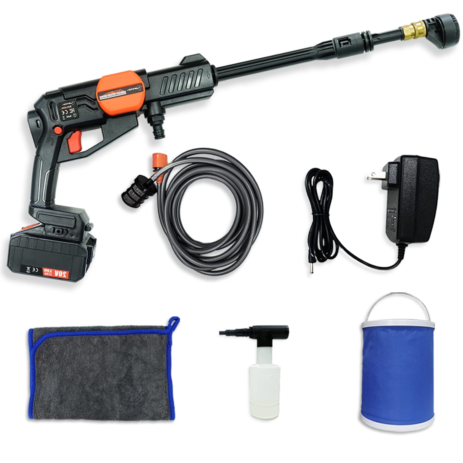 Cordless Electric Pressure Washer, Hapfish 20V Max 380 PSI Portable Power Washers with 5.0Ah Large C