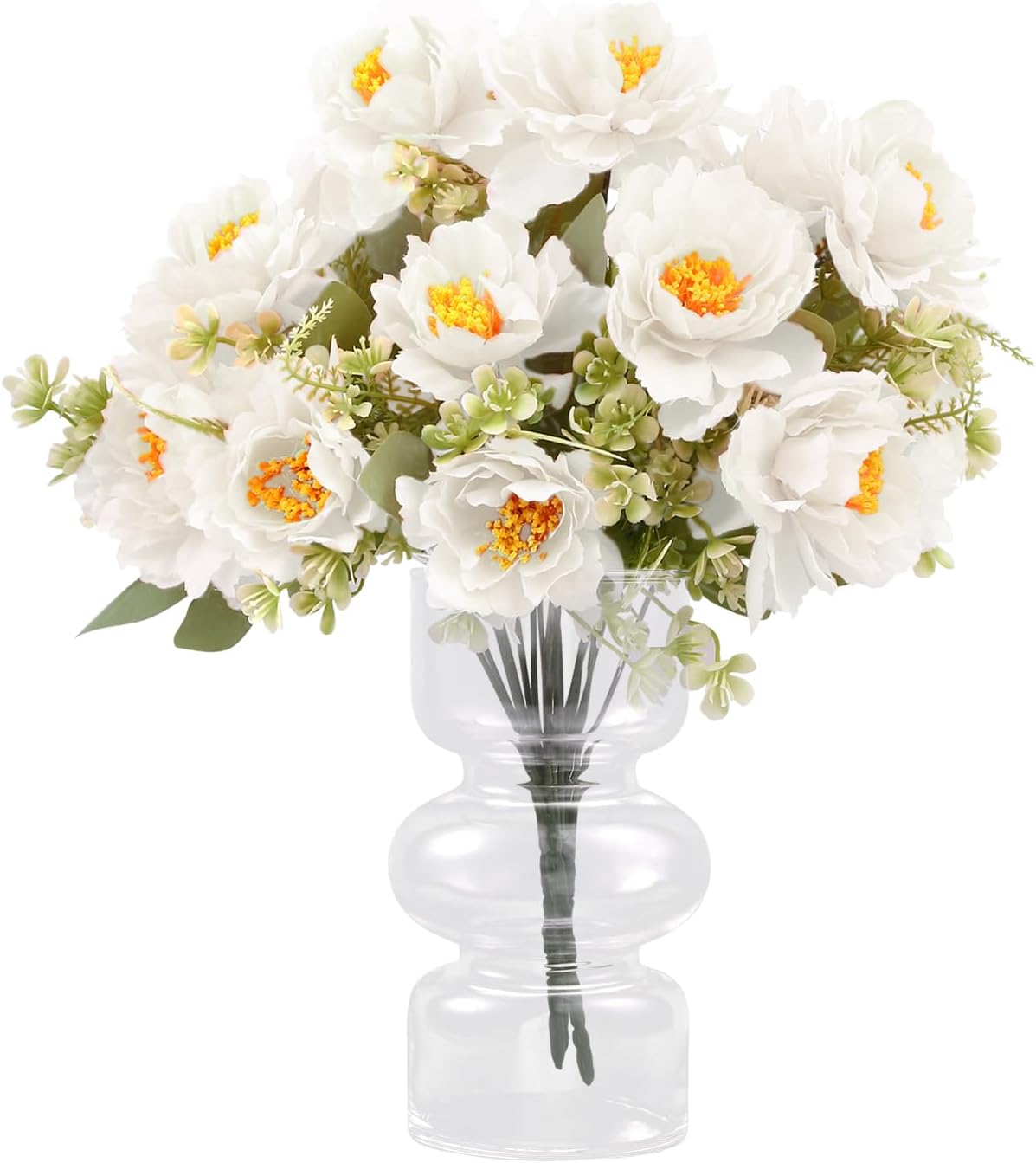 Charemit Peony Fake Flowers in Vase Artificial Flowers with