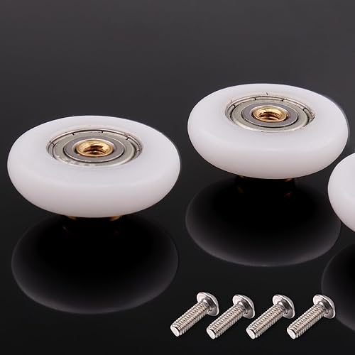 Miniatura 8 de Atoplee 4 rodillos para puerta de ducha  pieza de repuesto de 0.79 pulgadas para corredor de cristal de baño, puerta corrediza de ducha (diámetro