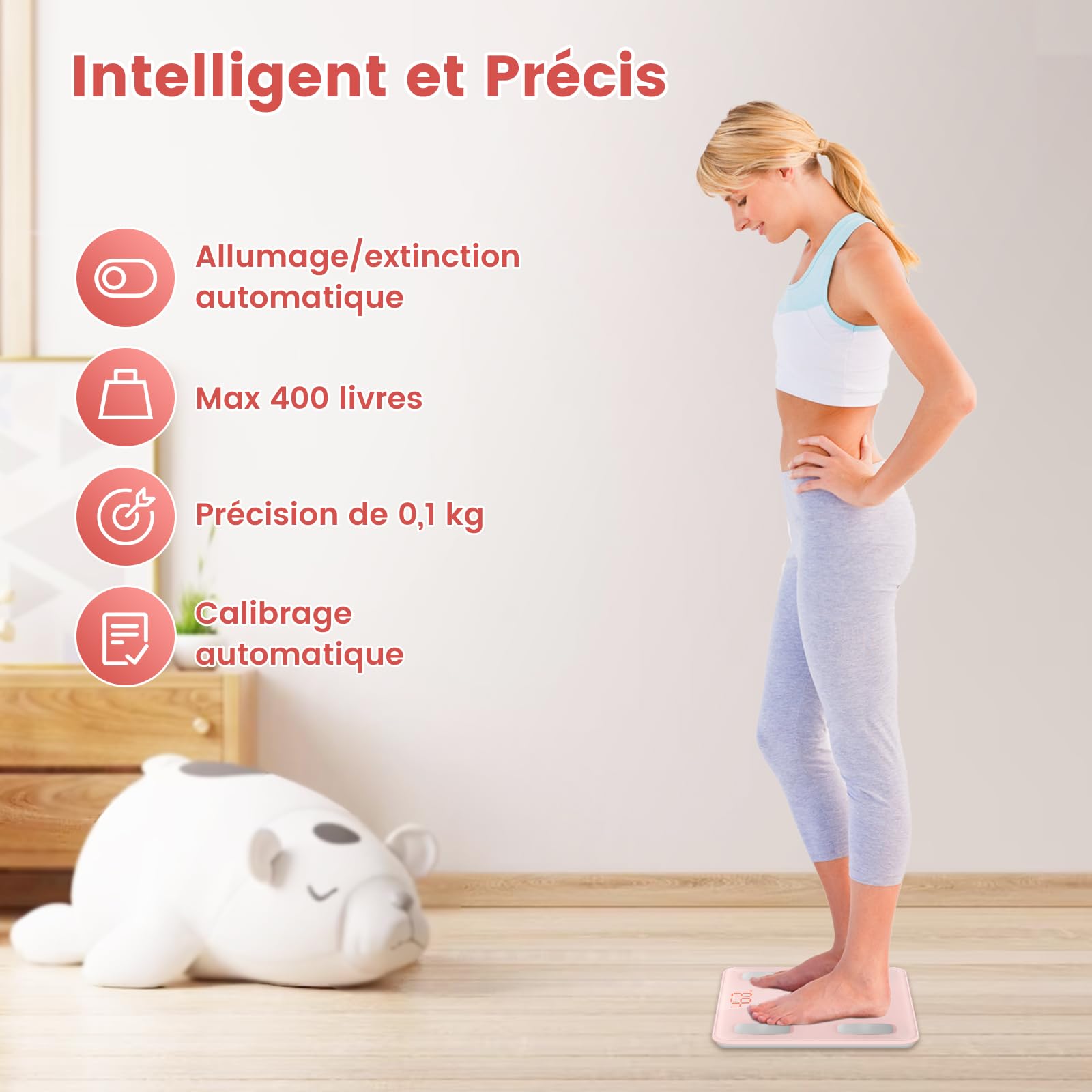 himaly Pèse Personne Impédancemètre, Balance Pèse Personne Connecté Bluetooth-compatible, Balance Salle de Bains Multi-Utilisateurs avec 14 Données Corporelles