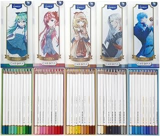 Pastel Colors Colored Pencils Marco Chroma Manga 50 Count Set in Metal Box; 2B Hardness, Professional Drawing Supplies for Kids, Adults, Artists; Coloring Oil Pencil for Art, Sketching, Drawing