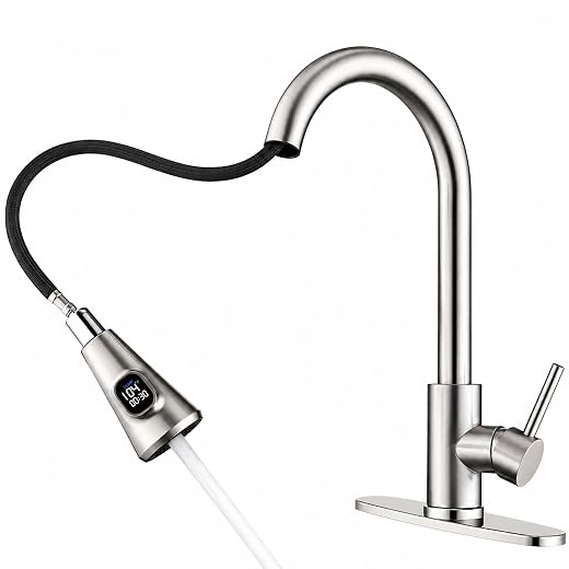 LED Temperature Display Kitchen Faucet w/Pull Down Sprayer - $49.99