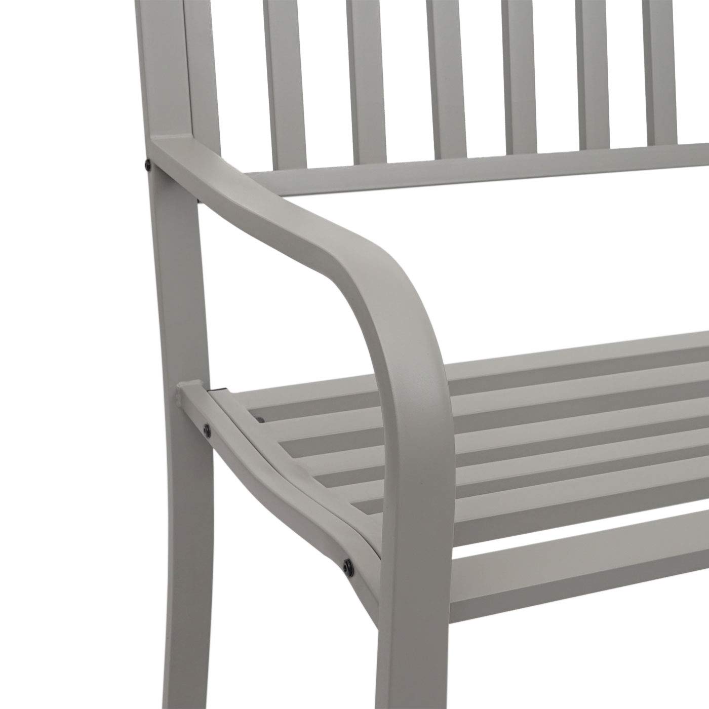 Mendler Gartenbank HWC-F43AM, Bank Parkbank Sitzbank, 2-Sitzer pulverbeschichteter Stahl - grau