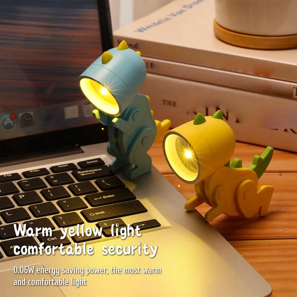 Fowecry 6 Piece Mini LED Desk Dinosaur Shape Lamp Cute Small Phone Holder Plastic 5.1x3.6x9.8cm Portable Reading Table Night Lamp for Kids - Image 2