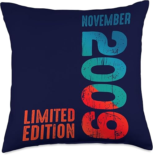 Miniatura 5 de Edición limitada November Year Retro 2009 - Almohada de 16 x 16 pulgadas, multicolor