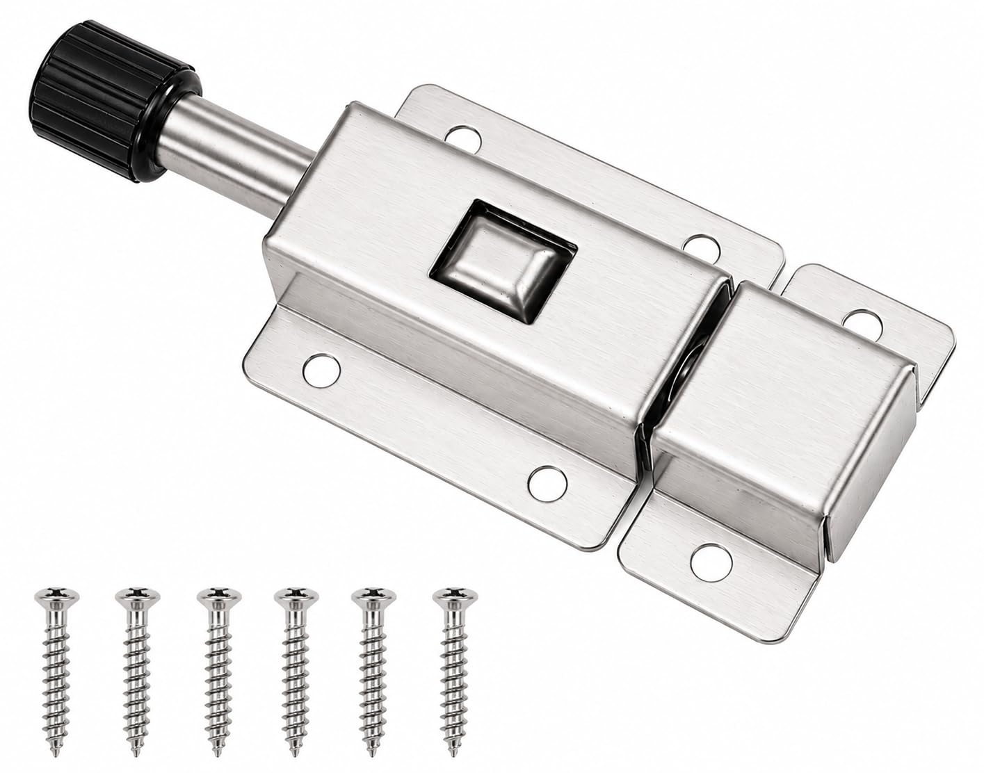 Heavy Duty Door Stopper Lock & Spring Loaded Barrel Bolt Latch – Stainless Steel Sliding Slide Lock with Knob for Doors, Gates, and Windows (Includes Screws)-picture-19