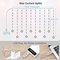Vista 6 de Star Curtain Lights, 10ft x 3.3ft RGB LED Color Changing String Fairy Lights Stars Curtain, Smart APP & IR Remote, 200+ Scene Modes for Bedroom
