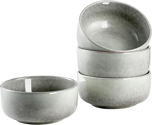 Henten Home Juego de 4 cuencos de cerámica para cereales, cuencos de fideos de 32 onzas, cuencos de porcelana para cocina, cuencos de sopa para