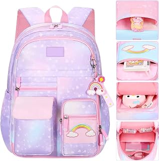 Mochila para meninas adolescentes mochila escolar infantil leve mochila impermeável grande capacidade multi-compartimento cor gradiente bolsa escolar (cor: roxo, tamanho: pequeno)