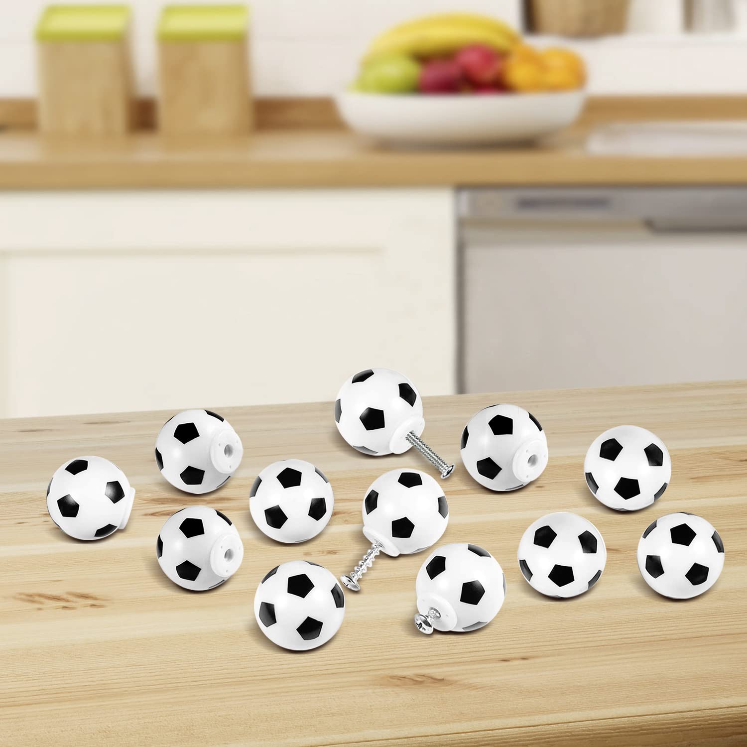JINTANG 12PCS Football Cartoon Knobs,Cabinet knobs for Children,with 2 Sizes Screws,Cartoon Cupboard Knobs Cabinet Door Knobs Furniture Handles are Used for Drawers,cabinets and wardrobes - Image 3
