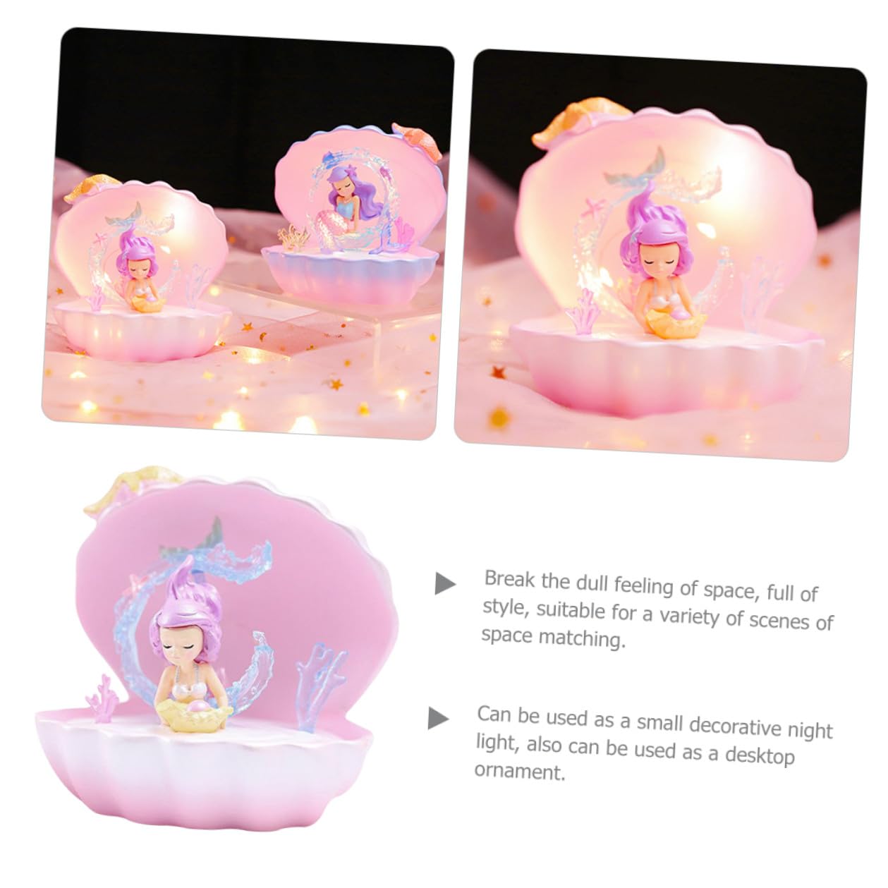 Lampe de Chevet Sirène Décorative et Lumineuse Rose en Résine pour Bureau, Présent D'anniversaire Fille, Décoration de Chambre Ado Romantique