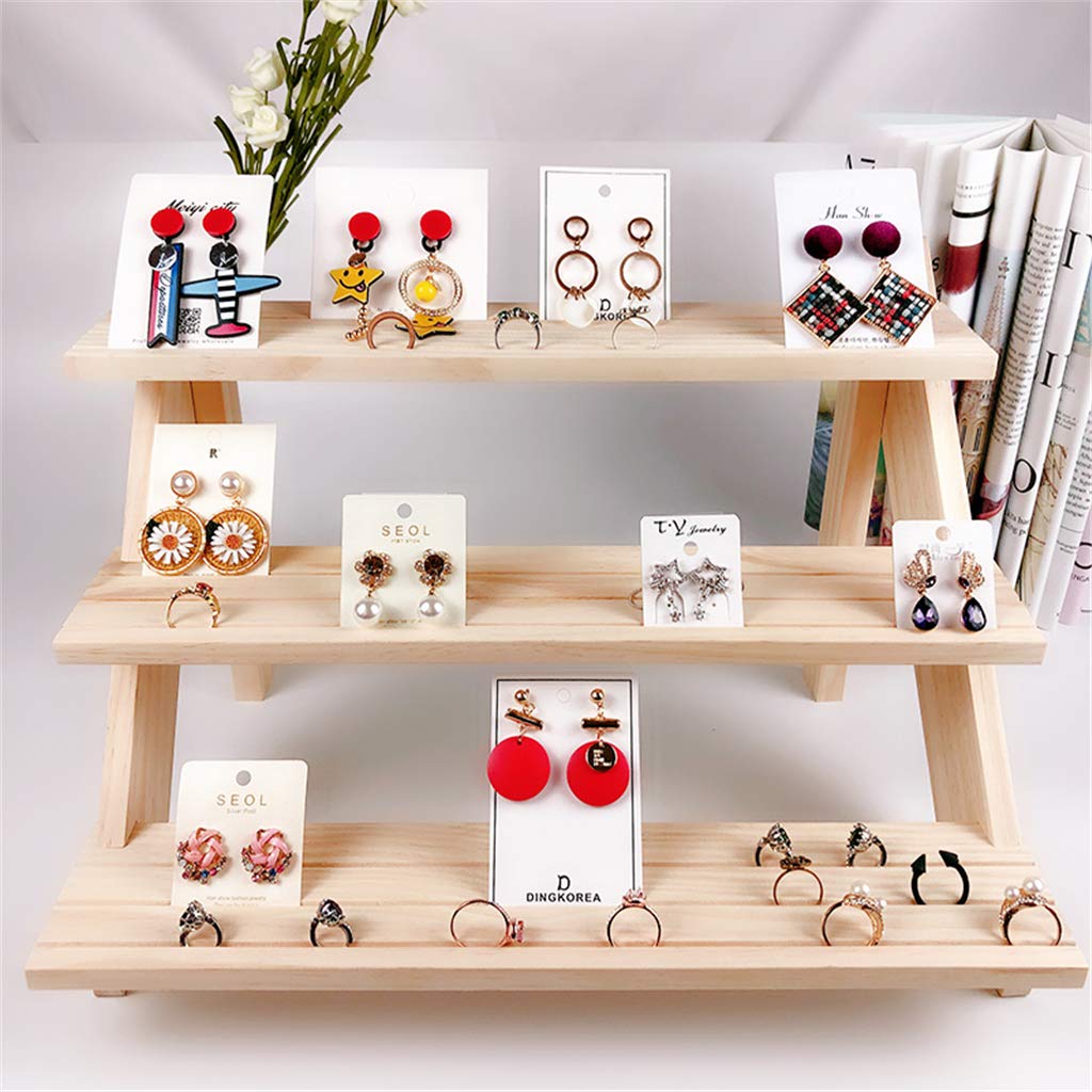 Image secondaire de Présentoirs d'Étagères Porte-Bijoux pour Bracelets Bagues Boucles d'oreilles - Bois, 3 Niveaux
