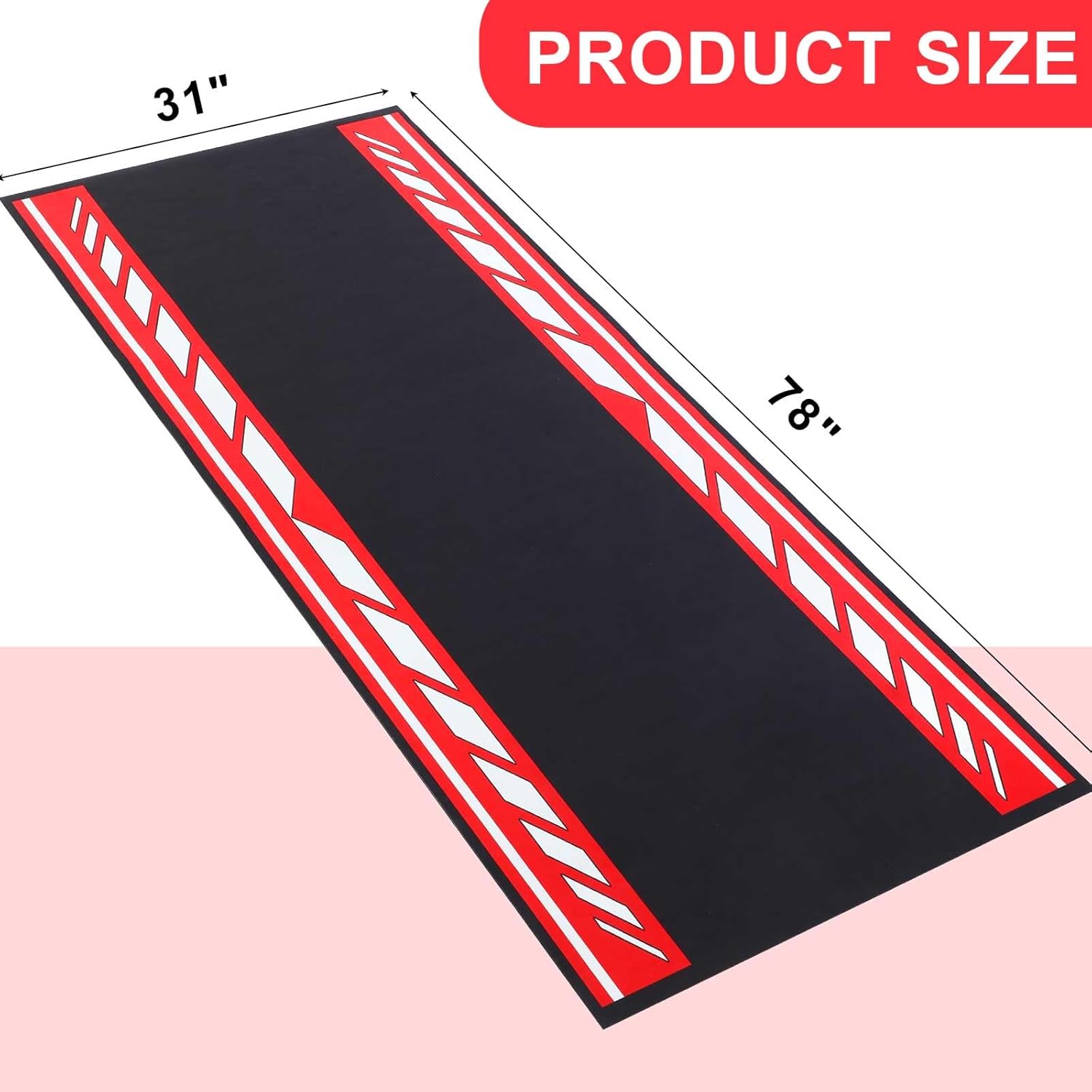 78 x 31 Inch Motorcycle Mat Garage Floor Rug Washable Parking Mats for Garage Floors Non Slip Oil Absorbent Pad Rubber Backing Layer Protects Floor from Spills Drips(Speed Style)